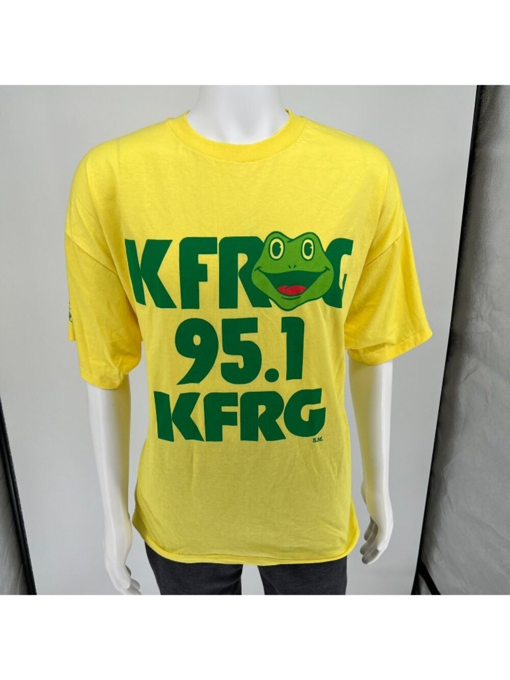 Vintage 1990s Hanes Heavyweigh Single-StitchYellow "KFROG 95.1 KRFG" Shirt (XXL)